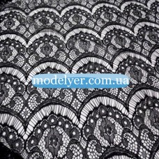 Ткань Гипюр ресничка (черный)